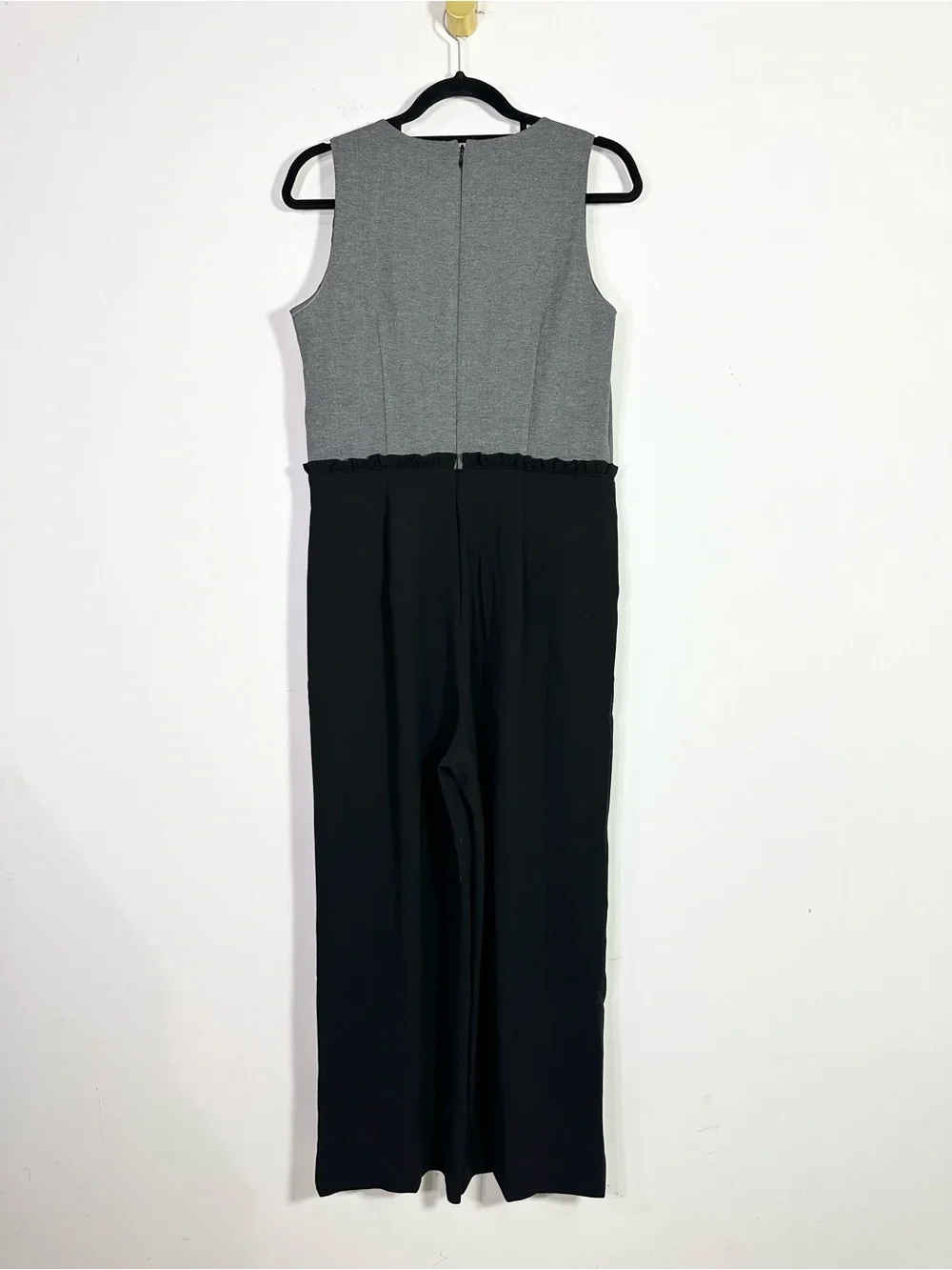 J. Crew Gray Black Sleeveless V-Neck Straight Leg Jumpsuit
